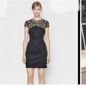 French Connection Aspen Sequin Cap Sleeve Dress Navy Sz 0